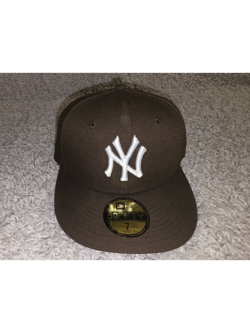 New Era 59FIFTY New York Yankees MLB Fitted Cap Hat Brown/White Size 7